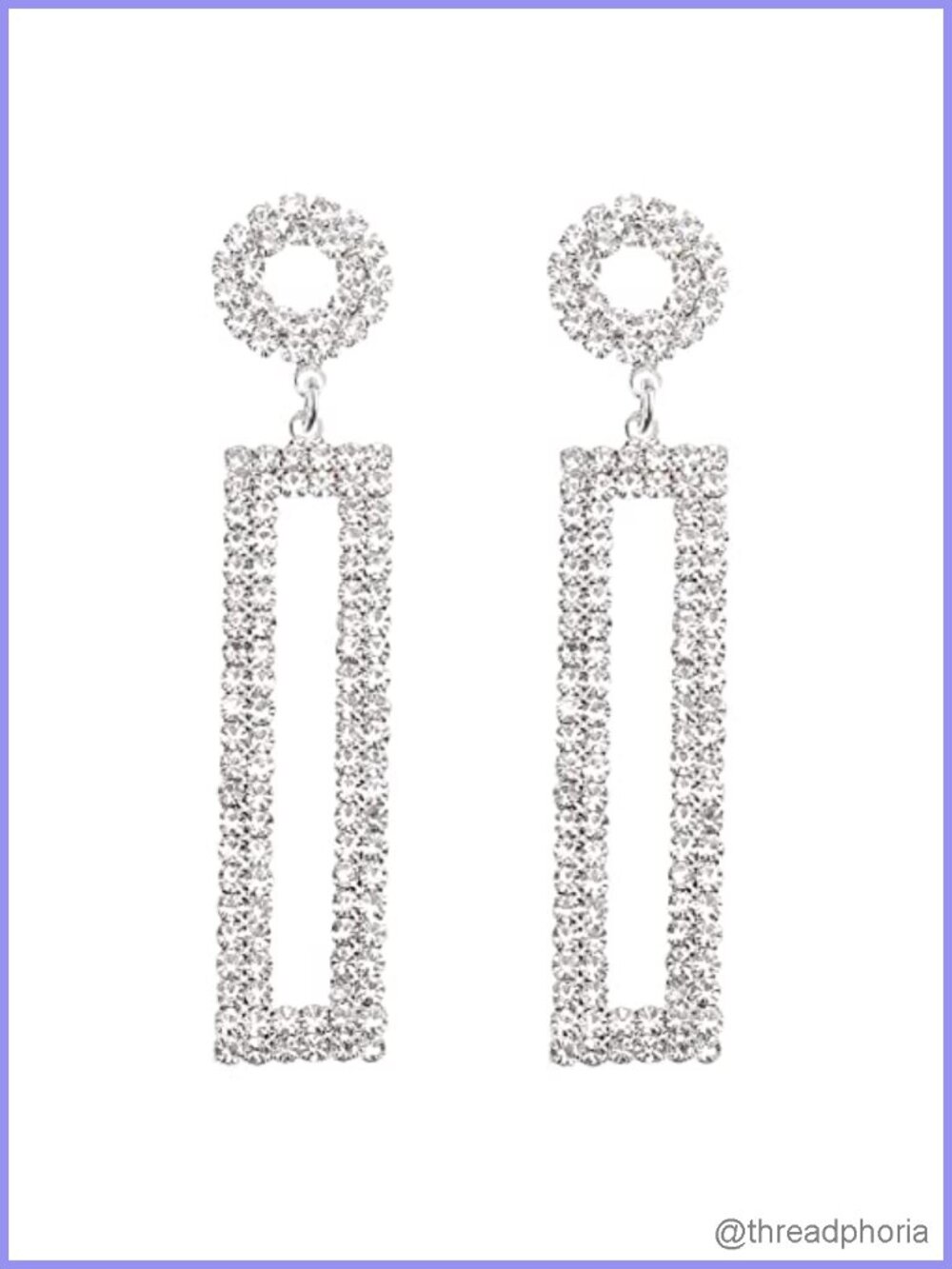 Rectangle Rhinestone Long Drop Dangle Earrings for Women